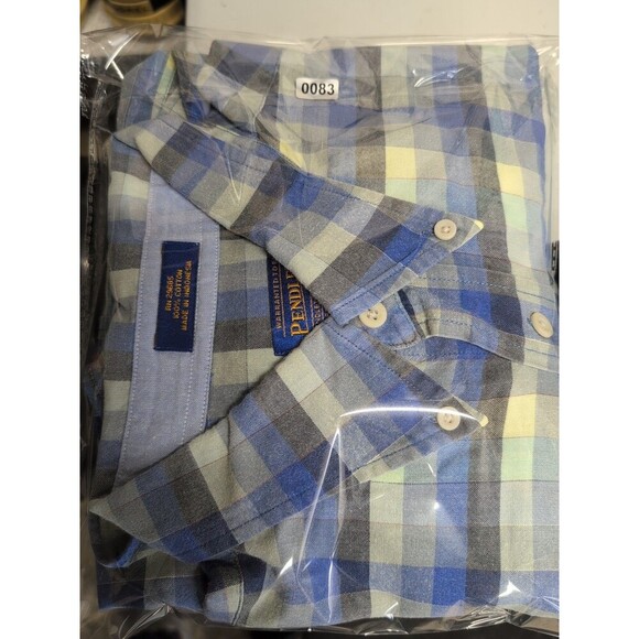 Pendleton Collared Short Sleeve Blue Plaid Button Up Shirt Mens XL - Picture 9 of 9